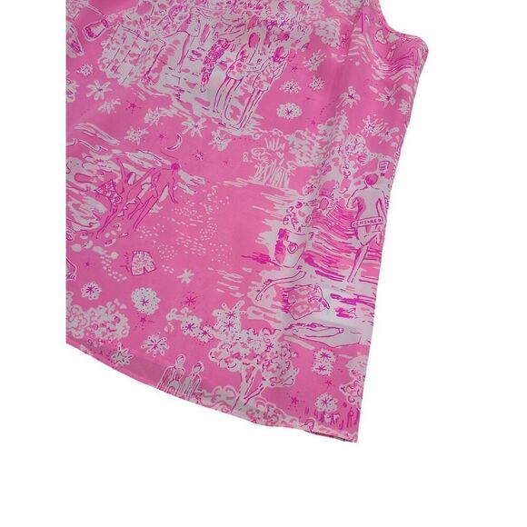 Lilly Pulitzer Tank Top Womens XS Pink Tie Dye 100% Silk Spaghetti Strap V-Neck - Picture 3 of 7